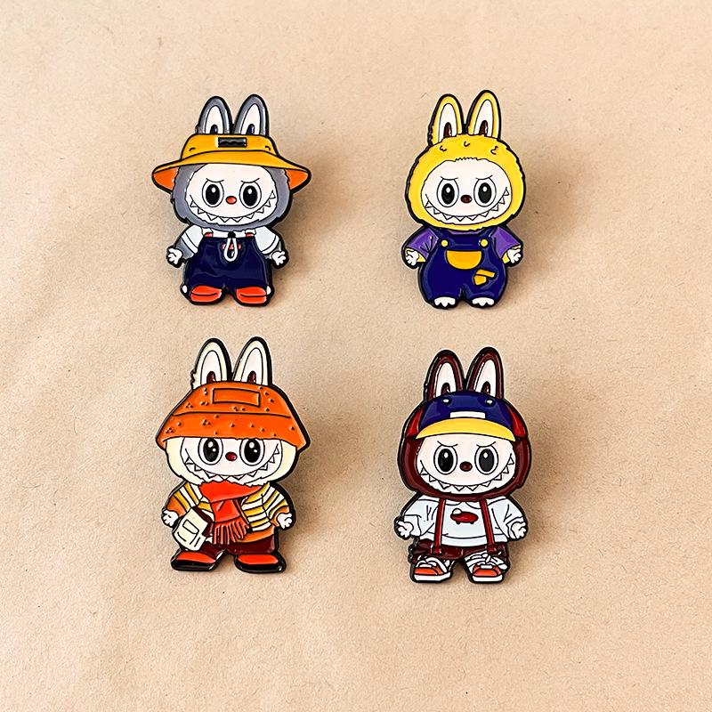 Cute Nordic Elf Labubu Brooch - Cartoon Metal Badge for Clothes & Bags