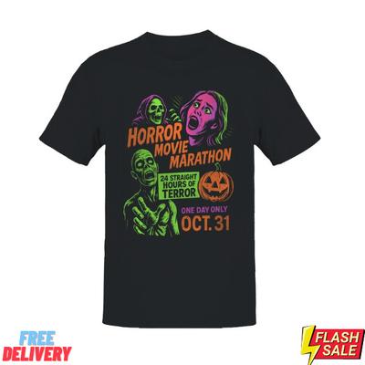 Halloween Horror Movie Marathon Men's T-shirt Best Price, Flash , Deal Hot S Unisex T-Shirt