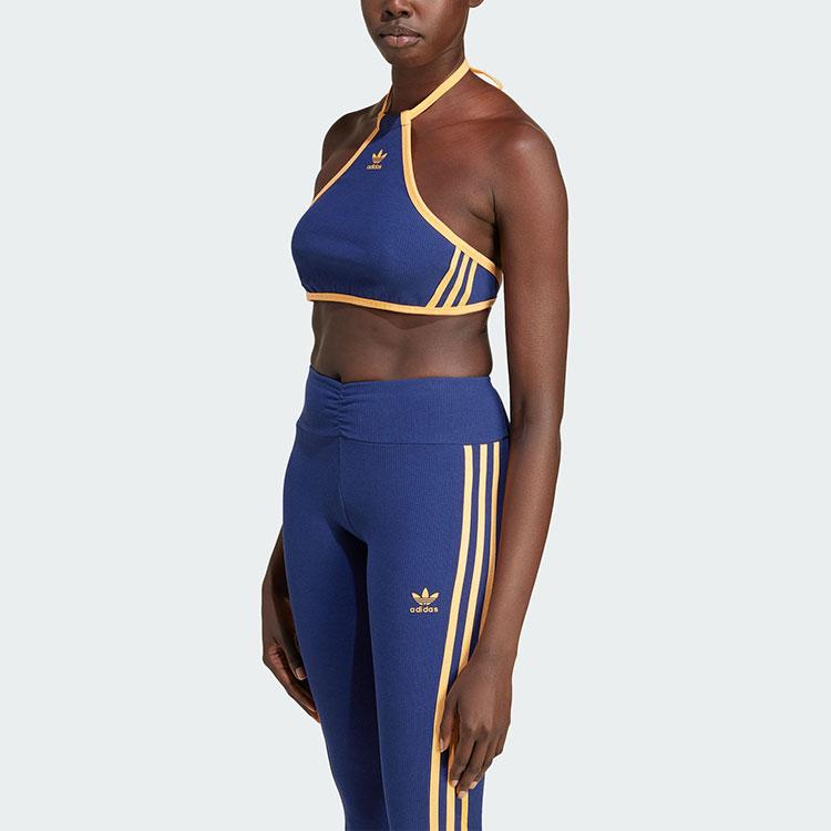 Adidas Rib Neck Halter Long-Sleeve Patchwork Print Logo Tie-Back Tank Top Men Tops Dark-Blue JH0612