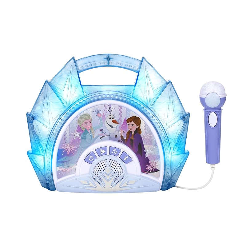 eKids (E-Kids) Girls' Portable Large Stereo Speaker with Microphone, featuring songs from the movie "Frozen". A toy karaoke machine with flashlight,