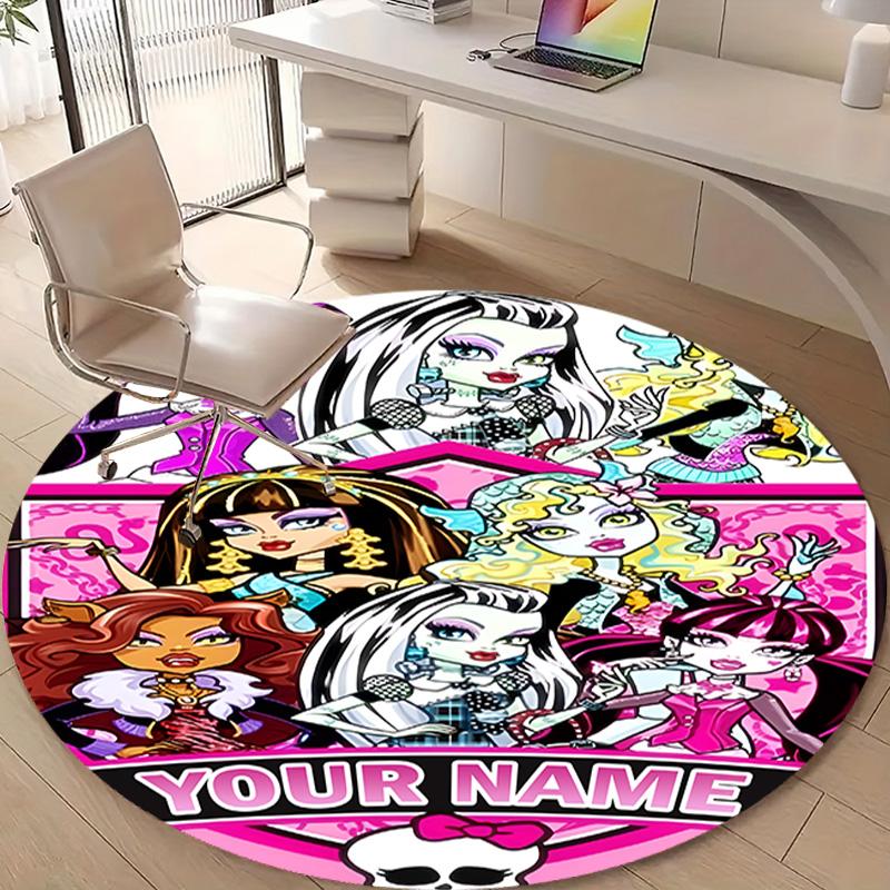 Personalized M-Monster High Draculaura Round Chair Office Rug - Perfect for Mat, Office Chair & More - Ideal Gift for Birthdays and Holidays
