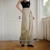 Women's High-Waisted Khaki Wide-Leg Trousers