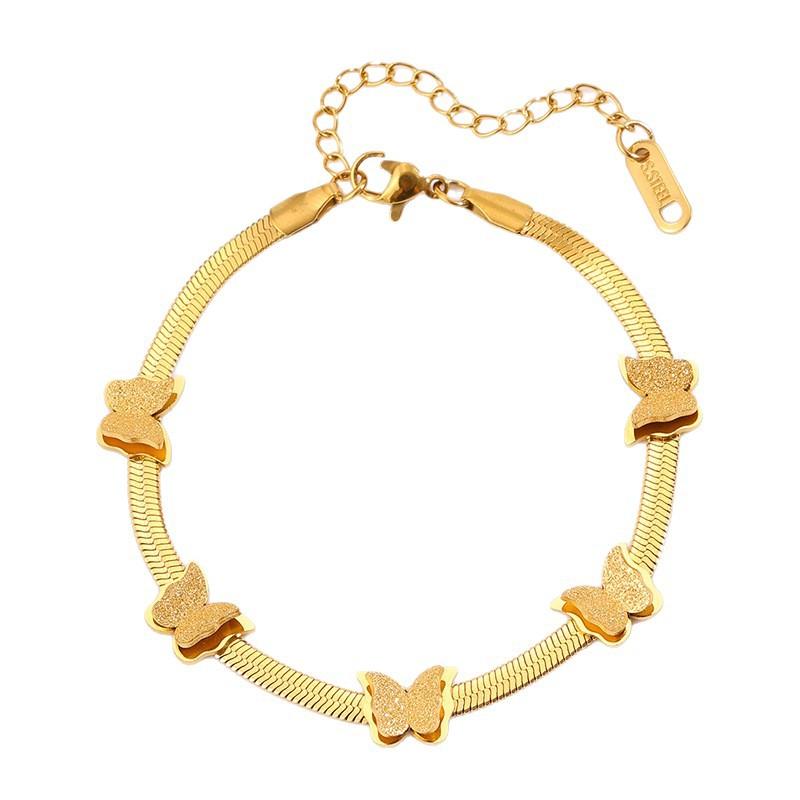 The new titanium steel is girls' high-end light luxury butterfly flat snake blade , personalized design and non-fading jewelry.