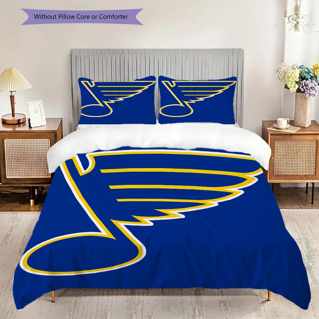 St. Louis Blues Pattern Bedding Quilt Set Quilt Cover Pillowcase Home Decoration Birthday Gift (1 * duvet cover + 2 * pillowcase, without core)