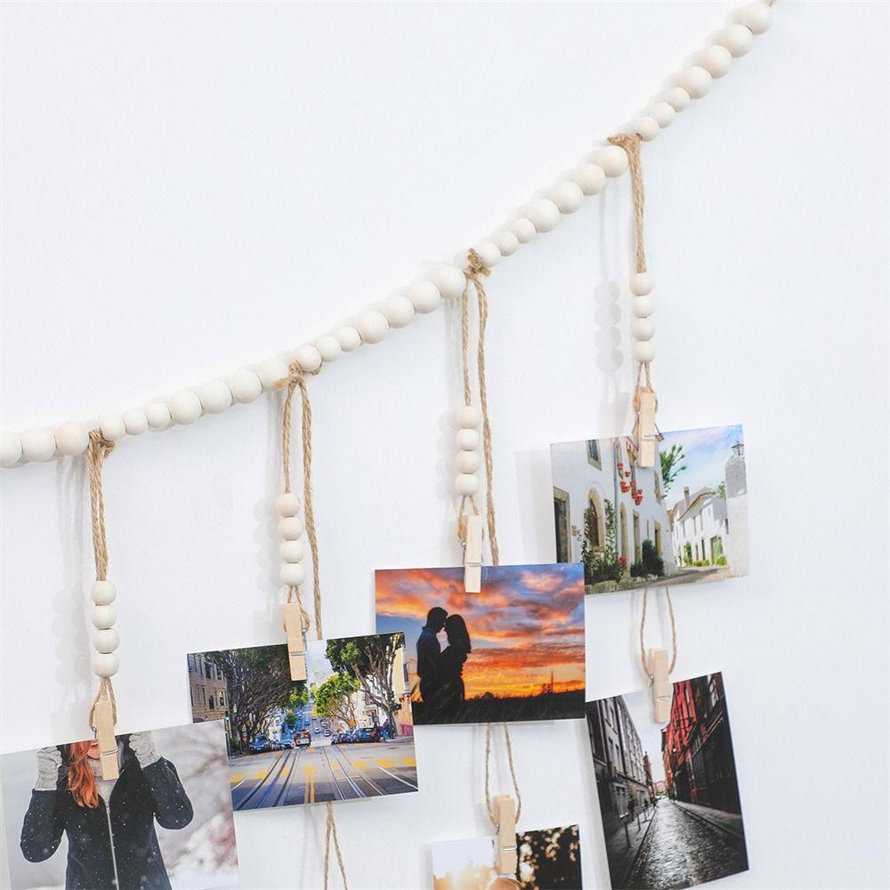 Wooden Picture Display String Tassel Clips Photo Frames  Home Bedroom Dorm Wall Decoration