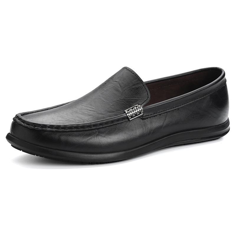 Men s Perforated Leather Slip-Ons - Casual Cowhide Driving Loafers Size 38