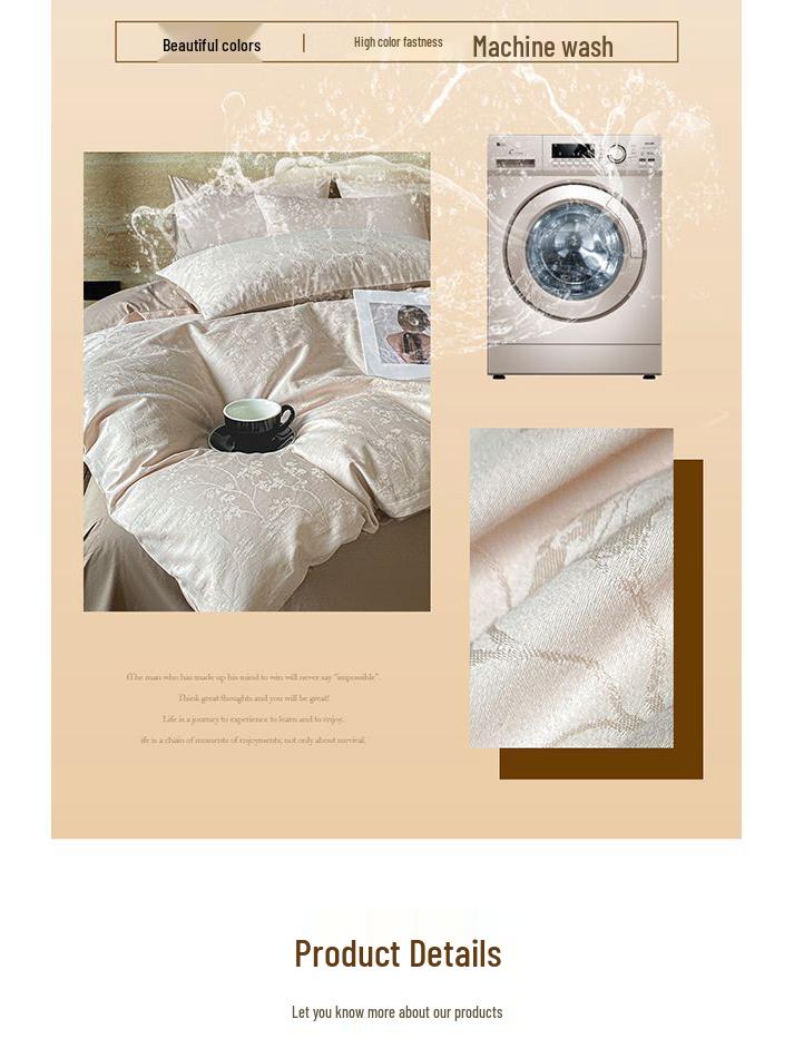 G5Z Light Luxury 200-Count Long-Staple Cotton Jacquard Bedding Set: Includes Duvet Cover, Bed Sheet, and Fitted Sheet.