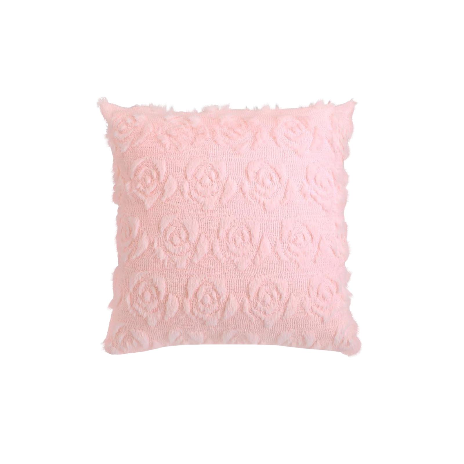 Solid-color Quilted Plush Flower Pillowcase For Cushions High-end Sofa Headboard Solid-color Cushion Cover For Home Decoration One Size розовый 830₽