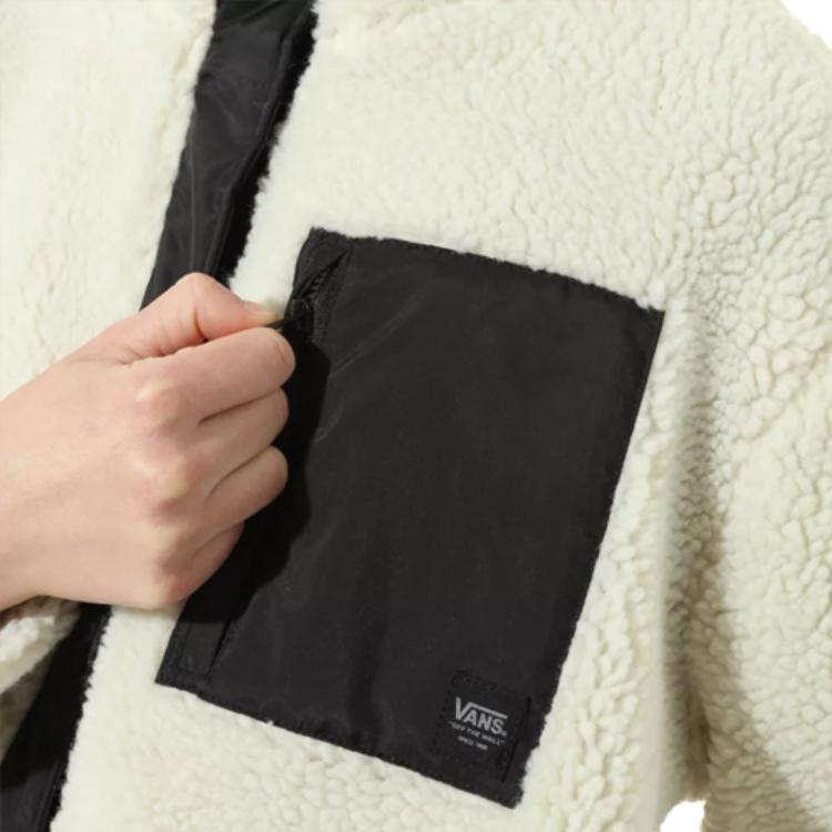 Vans Warm Colorblock Fleece Collar Jacket Women Outerwear Beige VN0A53LOFS8