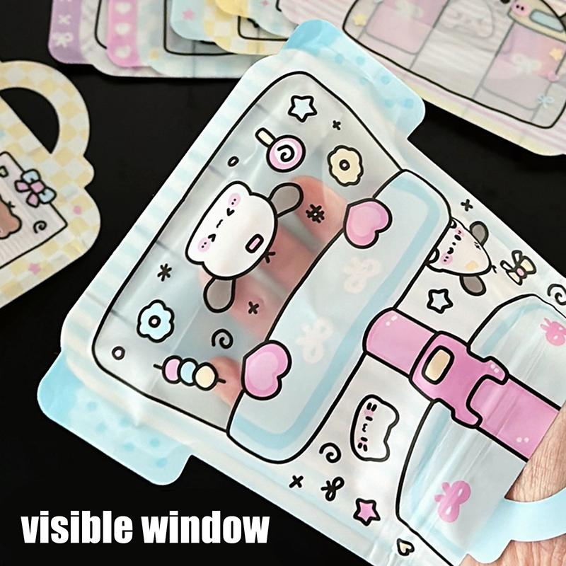 3/6Pcs Handheld Self Sealing Bag Cute Plastics Storage Bag Snack Packaging Bag Gift Packaging Bag Cartoon Reusable Packaging Bag