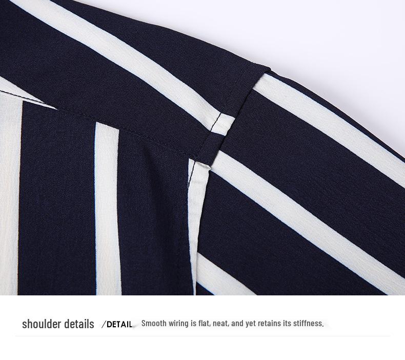 Men's Business Casual Striped Long Sleeve Shirt with Button-Down Collar