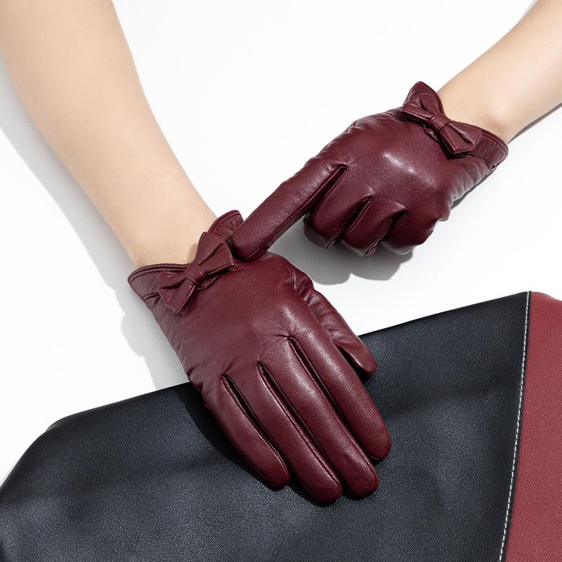 Ladies' Gloves with Bow Colorful Wine Red  Elegant and Charming Clothing Decoration Gloves