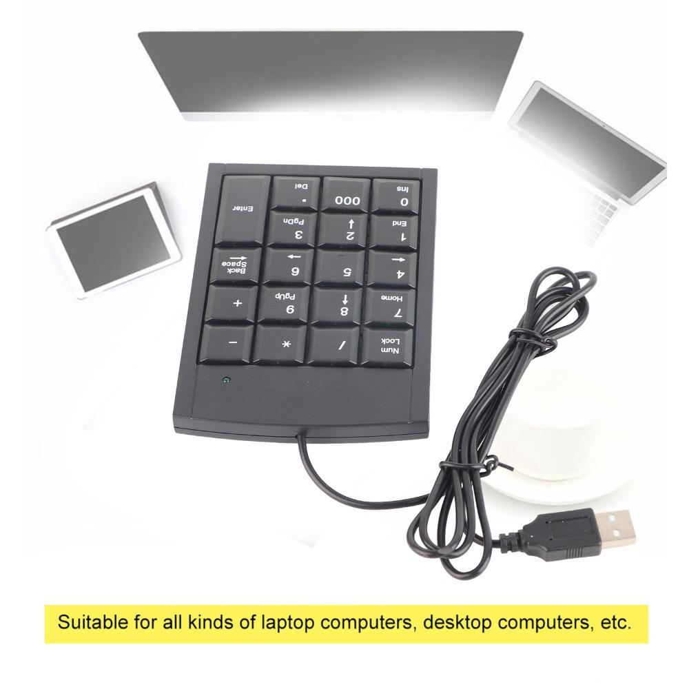 Black 19 Key USB Numeric Keypad Plug and Play Mini Size Number Keyboard Portable Numeric Keypad Accounting