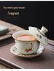 Dunhuang Ru Kiln Crackle Pattern Tea Bowl with Lid - High-End Kung Fu Tea Set, Large Brewer.