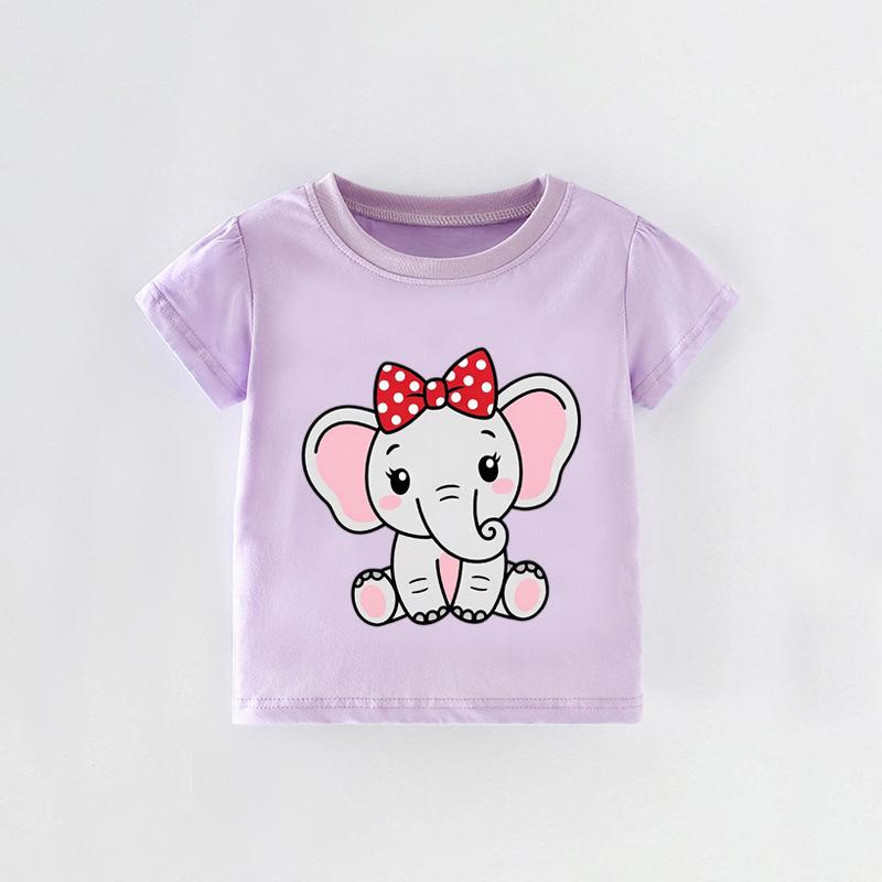 European Kids  Summer Cartoon T-Shirt – Girls  Short Sleeve Round Neck 130 cm
