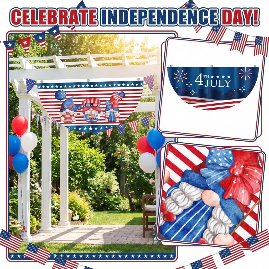 Fan Shaped Polyester Banner Festival Hanging Flag Yard Party Layout Ornament