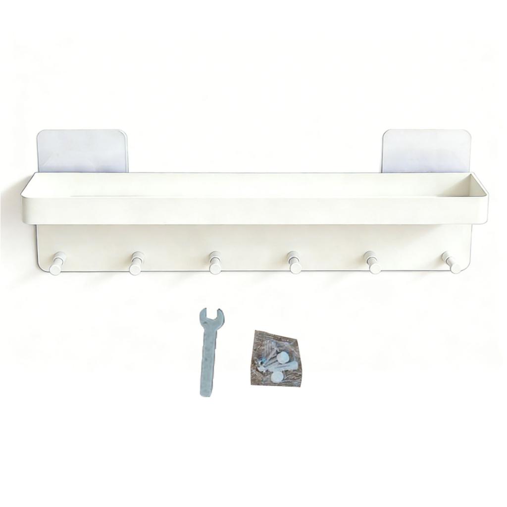 Wall Key Holder Mail Organizer Wall Mount Hanging Key Rack with 6 Hooks for Sunglasses Wallets White