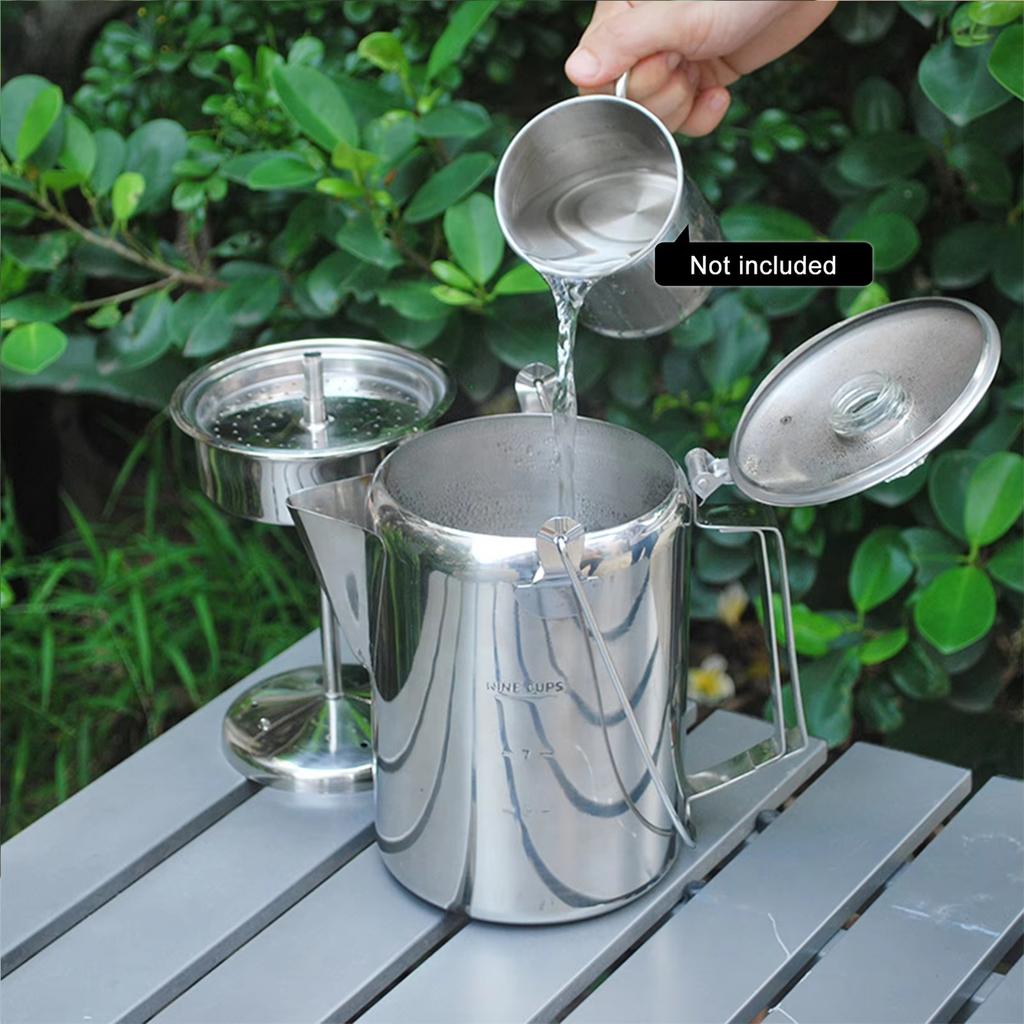 Kaffeeperkolator mit Klappdeckel 9 Tassen Edelstahl Schnellheizende Kaffeekanne für Outdoor-Camping und Hausbrauen