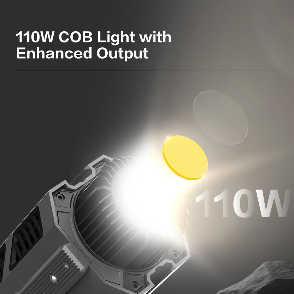 COLBOR CL100XM Studio COB Photography Light 110W LED Video Light 5600K CRI97+ Dimmable 7 Lighting Effects APP Control with Mount Reflector Carr