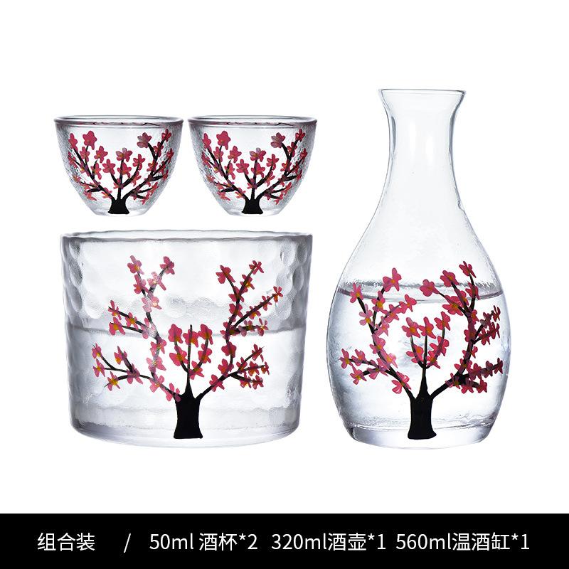Japanischer Stil Sakura Weingläser Weindekanter Sake Krug Set Haushalt Weinwärmer Hotel Hochzeit Restaurant Bar Glas Set Geschenk