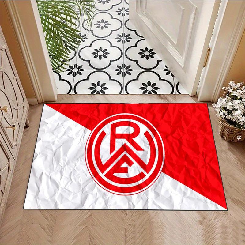 Remo FC Red White Crumpled Paper Shield Logo Print Area Rug Brazilian Soccer Floor Carpet Football Fan Living Room Bedroom Home Decor Mat