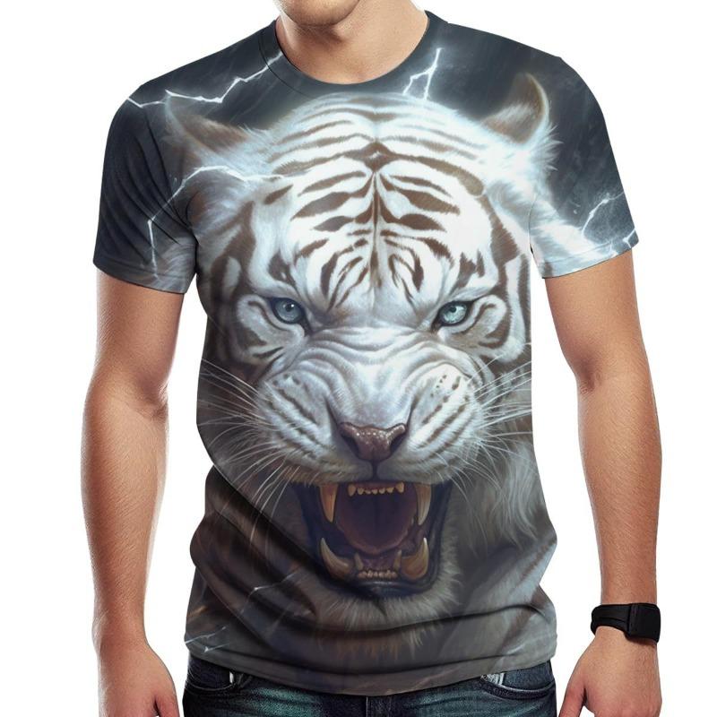 Men's 3D Printed T-Shirt Animal Pattern Printing Short Sleeve O-Neck Pullover Casual Top