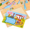 12-Piece Wooden Cartoon Animal Transportation Puzzle for Kids Ages 3-6, Early Education Toy