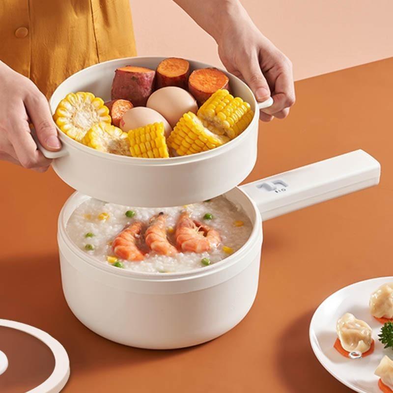1.5L Multifunctional Electric Cooker Large Capacity Electric Boiling Pot Kitchen Steamer Mini Portable Electric Frying Pan