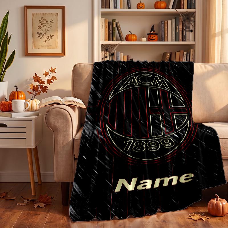 AC Milan Custom Flannel Blankets Soft Warm Cozy Throws for Home Decor Holiday Gifts