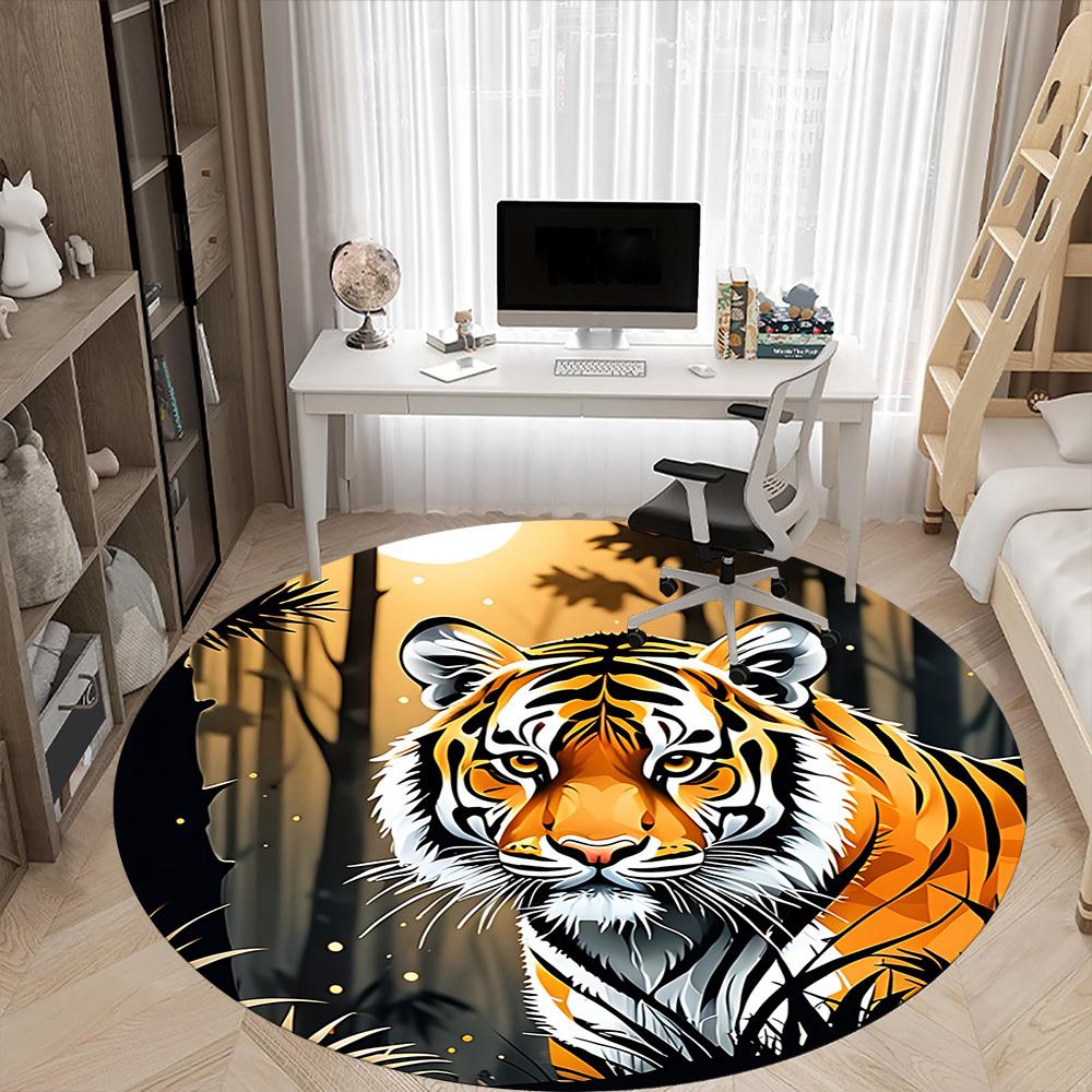 1pc Tiger Print Chair Carpet for Office, , Non-slip carpet, Very suitable for offices, farmhouses,Outdoor carpet yy251120012