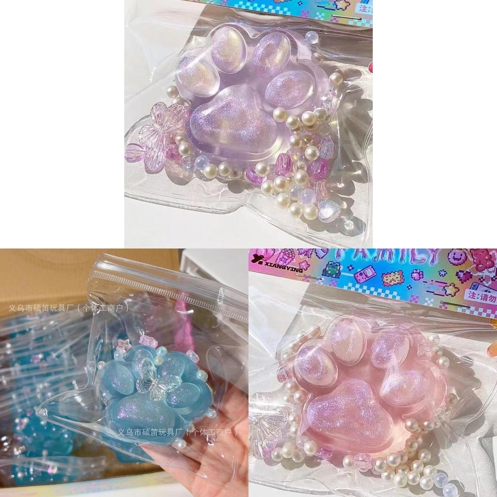 Tpr Purple Crystal Cat Paw Stress Relief Toy For Kids And Teens