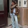 Angola red jacket leather jacket locomotive girl fashion coat 2026 autumn and winter new niche top women's temperament