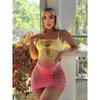 Fashionable Hollow Out Gradient Color Strapless Dress Elegant Erotic Women's Sense Hip Hugging Mini Dress Sweet Tops UEL8