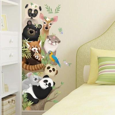 Animali dei Cartoni Animati Decorazione Casa Adesivi Murali per Camera da Letto Camera dei Bambini Adesivi Murali per Porta Adesivi Murali Cartoni Animati Accessori