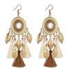 Vintage Ethnic Long Tassels Earrings For Women Boho Gold Color Leaf Drop Exaggerated Dangle Earring Female Party Jewelry