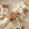 Autumn Winter Coral Velvet Socks Cartoon Bear Socks For Women Children Girls Middle Tube Thickened Sleep Socks Home Floor Socks