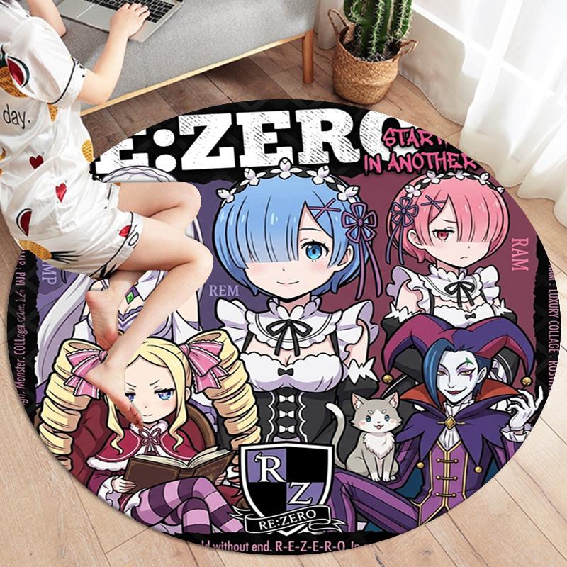 Re Zero Round Area Rug Carpet Rug For Living Room Bedroom Sofa Playroom Decor Nonslip Floor Mat