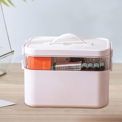 Double Layer Medical Box Portable Trash Can, First Aid Kit, Storage Organizer for Travel, Outdoor