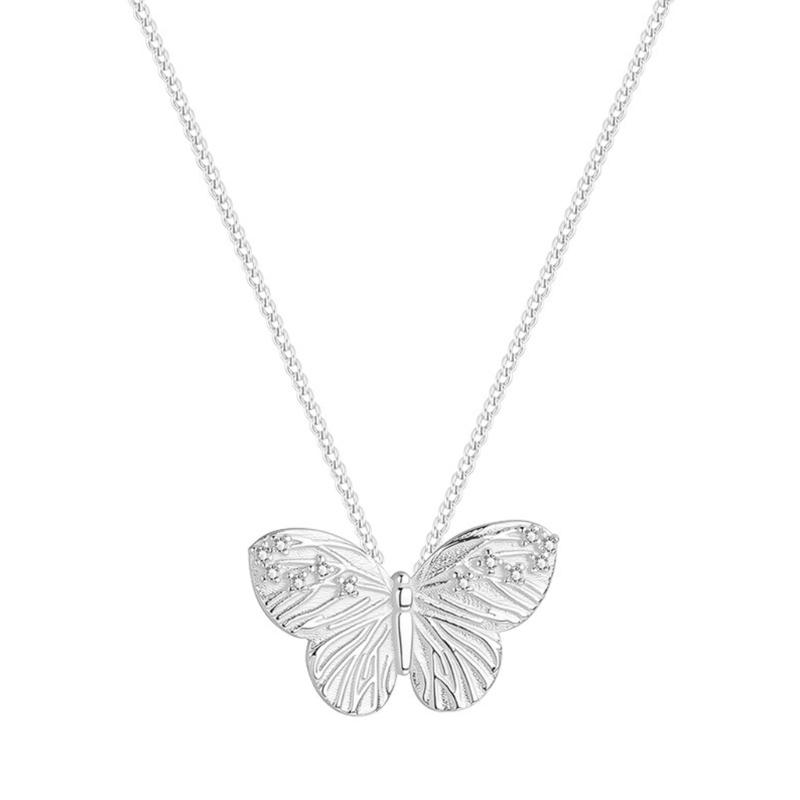 

Unique Butterfly Pendant Necklace with Small Size Brushed Texture for Collarbone Chain Sturdy Copper Craft 1