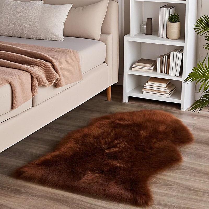 Plush Imitation Wool Carpet & Chair Cushion - Thick Decorative Floor Mat & Bedside Rug for Living Room