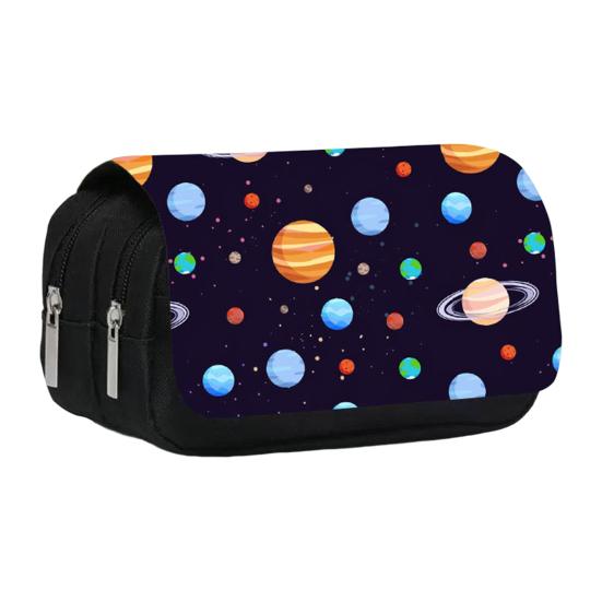 Pencil Case High Capacity Waterproof Double-layer Cartoon Flip Starry Sky Astronaut Pen Bag School