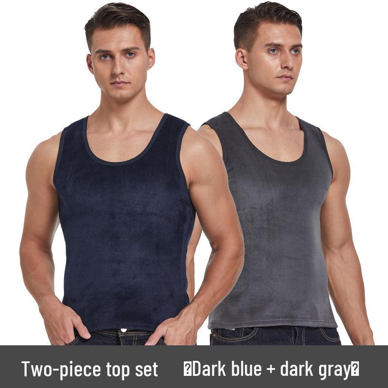 Men's Winter Double-Sided Golden Velvet Vest with Fleece, Thickened for Warmth; Round Neck Waistcoat & Base Layer for Cold Protection