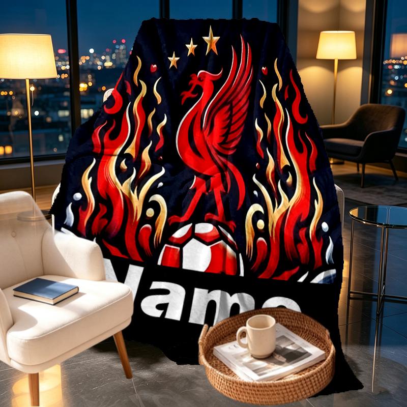 Custom Name Personalized Football team F.C Print Blankets, Home Decor, Bedroom, Sofa, Camping, Couch, Gifts for Birthday Christmas
