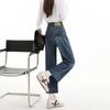 Womens High Waist Straight Leg Jeans Vintage Embroidered Fleece Lined Slim Fit Ankle Length Winter