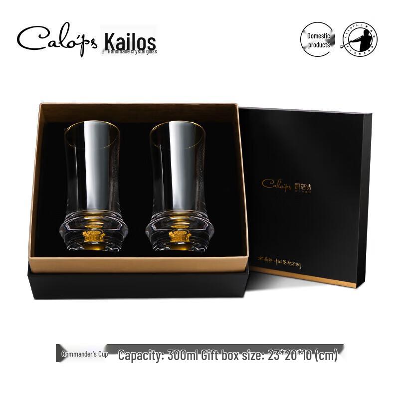 CALOPS Executive Heat-Resistant Crystal Glass Tea Cups, Set of 2