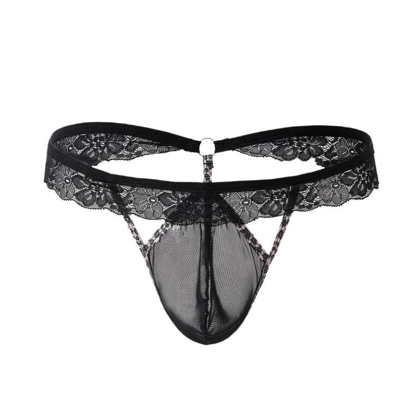 Sissy Lingerie Mens Lace See Through G-String Mini Pouch T-Back Thong Femboy Sheer Panties Sexy Girly Gay Crossdresser Underwear
