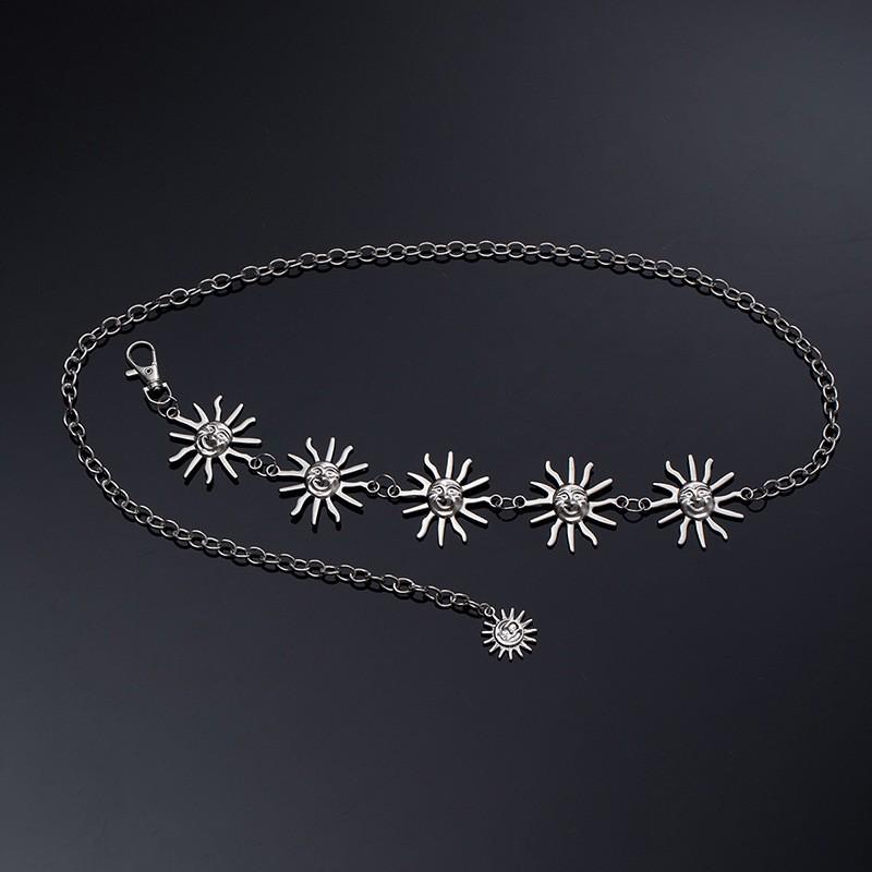 Atmospheric Metal Sunflower Tassel Waist Chain Women'S Adjustable Dress Waist Accessories Multi-Layer Premium Chain Belt