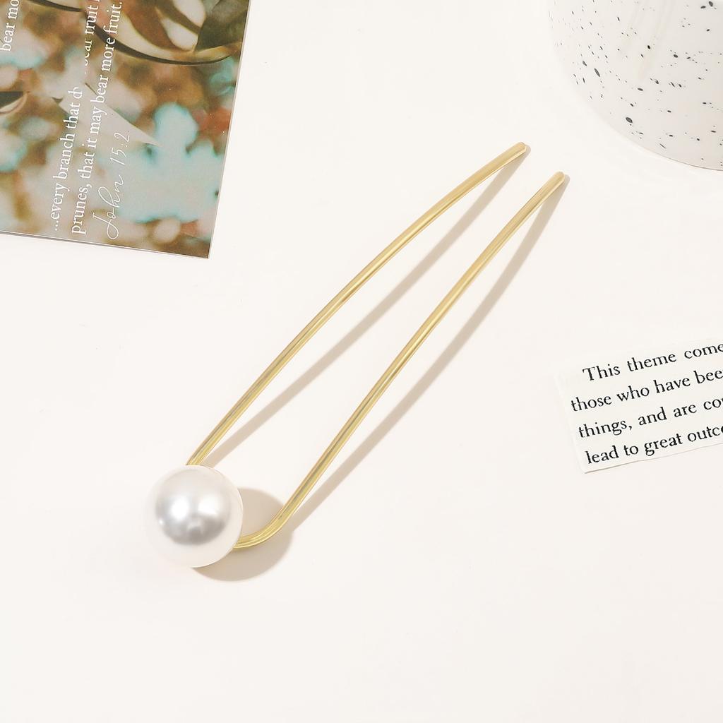 New Metal Vintage U Shape Hairpin Pearls Hair Sticks Long Hair Bun Fixed Hair Clip Wedding Womens Sweet Hair Accessories Hairpin