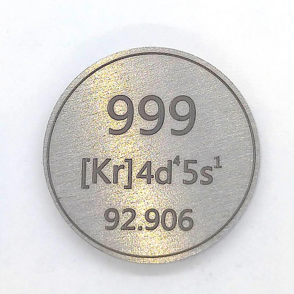 Elemental Niobium 1 Specimen (Nb) (coin Size, Inch)