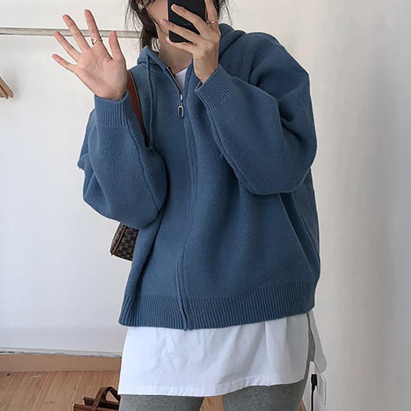 Вязаный кардиган с капюшоном на молнии — фото 17